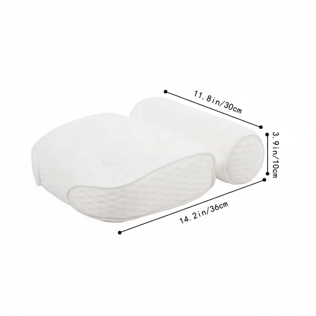 Tub Headrest Cushion with Contoured Neck Support – Breathable Air Mesh Design for Relaxing Soaks in Standard Bathtubs – White