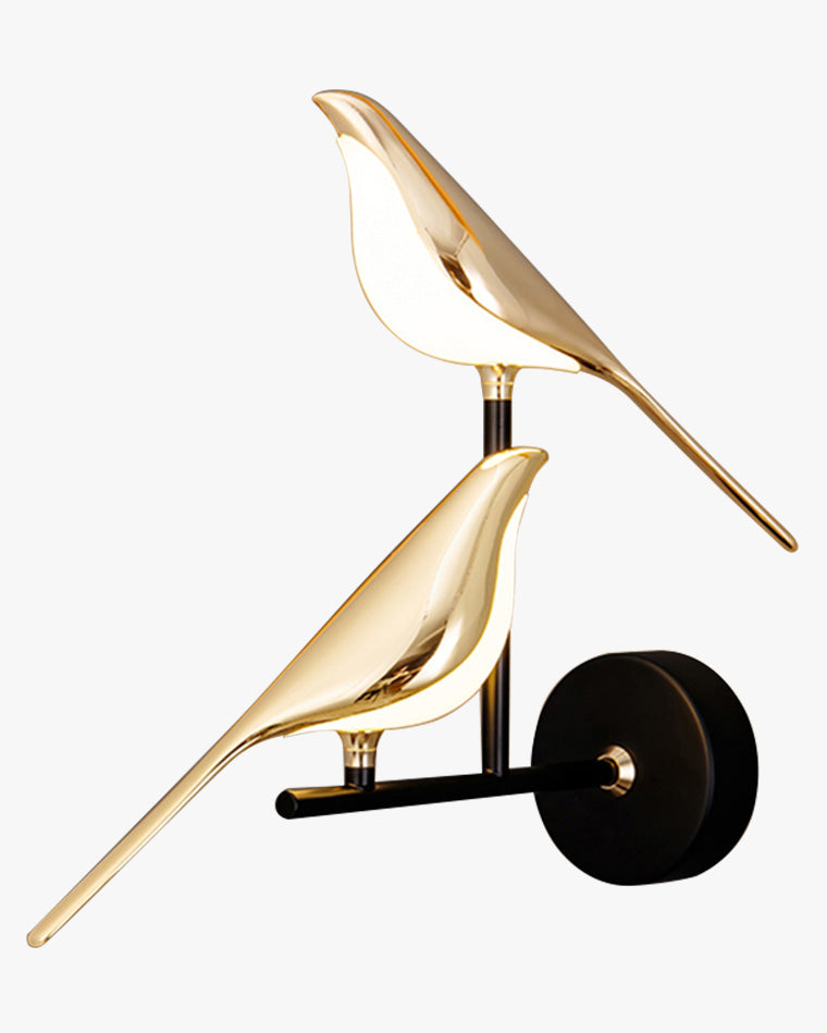 Sculptural Bird Sconce Light with Black & Gold Finish for Bedroom, Hallway, Living Room | Modern Metal Indoor Fixture 11 in Wide