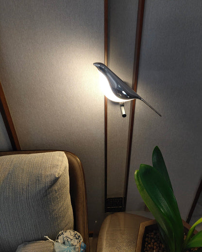 Sculptural Bird Sconce Light with Black & Gold Finish for Bedroom, Hallway, Living Room | Modern Metal Indoor Fixture 11 in Wide