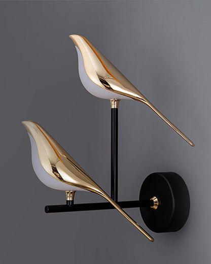 Sculptural Bird Sconce Light with Black & Gold Finish for Bedroom, Hallway, Living Room | Modern Metal Indoor Fixture 11 in Wide