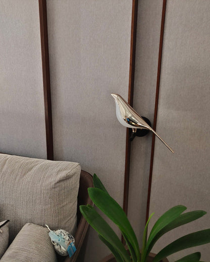 Sculptural Bird Sconce Light with Black & Gold Finish for Bedroom, Hallway, Living Room | Modern Metal Indoor Fixture 11 in Wide