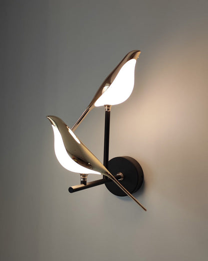 Sculptural Bird Sconce Light with Black & Gold Finish for Bedroom, Hallway, Living Room | Modern Metal Indoor Fixture 11 in Wide