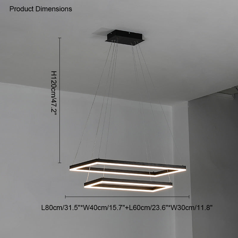 Multi-Tier Linear Suspension Fixture with Integrated LED, Adjustable Cable, Matte Black Metal Frame for Dining & Living Spaces