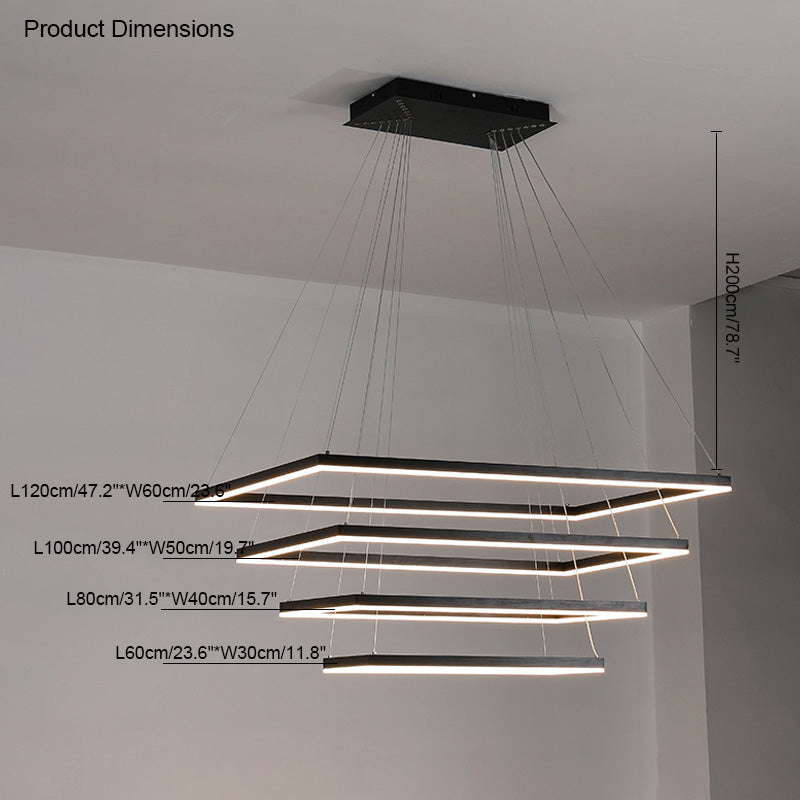 Multi-Tier Linear Suspension Fixture with Integrated LED, Adjustable Cable, Matte Black Metal Frame for Dining & Living Spaces