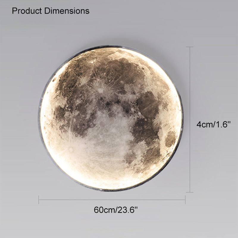 LED Moon Wall Sconce Dimmable Remote Control Light 9.4 Inch Diameter PVC Fixture for Bedroom Living Room Hallway Accent Lighting Three Color