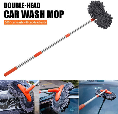Extendable Car Wash Brush with Telescopic Handle & 360° Rotating Head for Vehicles, RVs, Windows & More