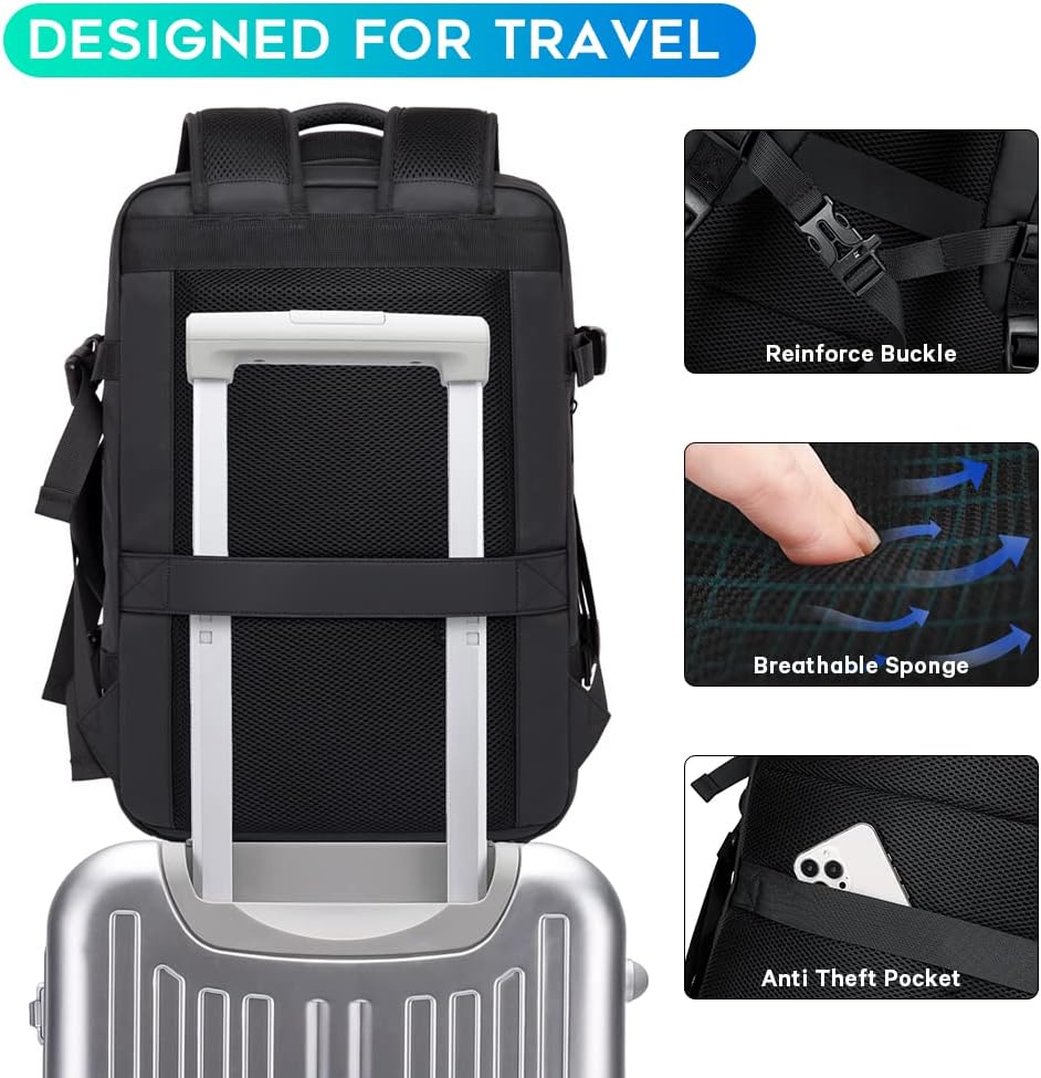 Convertible Carry-On Backpack with Laptop Compartment | Water-Resistant Travel Bag with Duffle Mode | Fits 17-Inch Laptop | Security Pocket