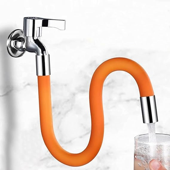 Rotating Faucet Extender with Bendable Silicone Spout for Kitchen & Bathroom Sink – 360° Swivel Tap Extension Adapter for Cleaning, Filling,