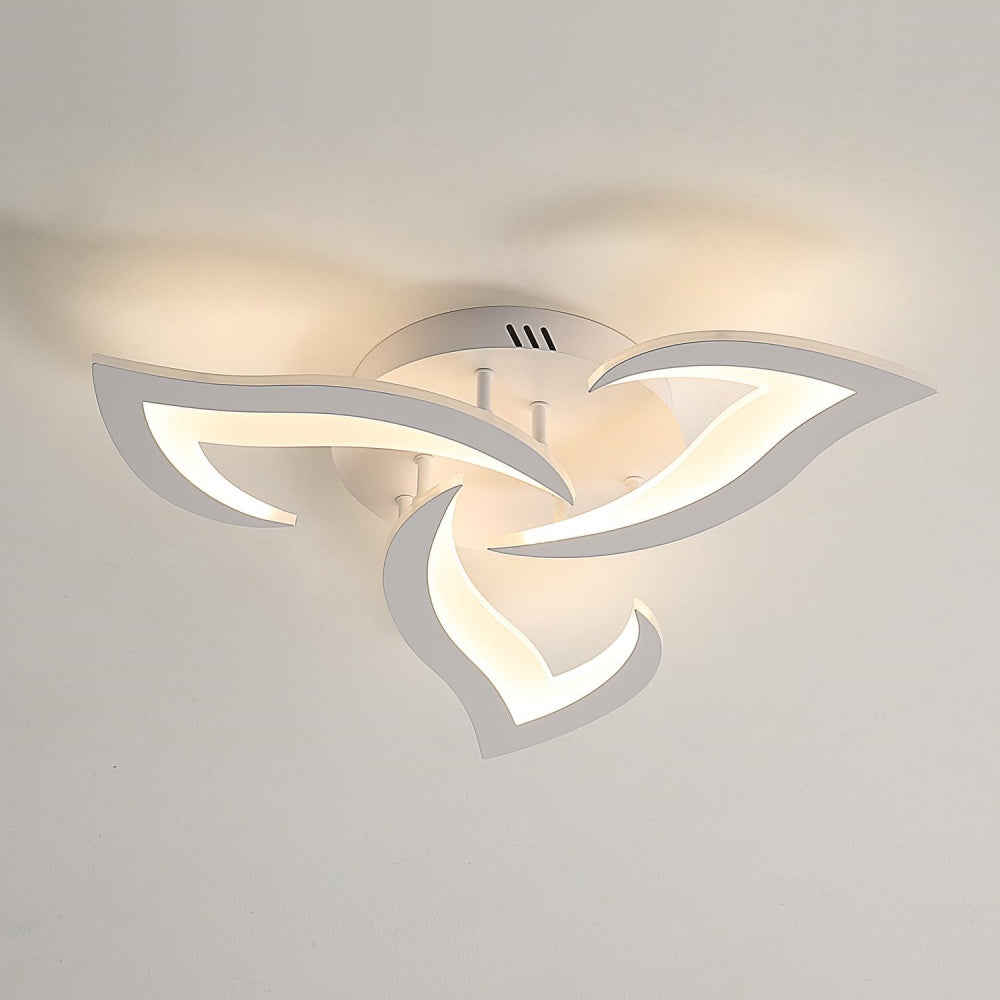 LED Flush Mount Light Fixture with Floral Layered Design for Bedroom, Entryway & Living Spaces | 22 in Black Metal Modern Low Profile Ambien