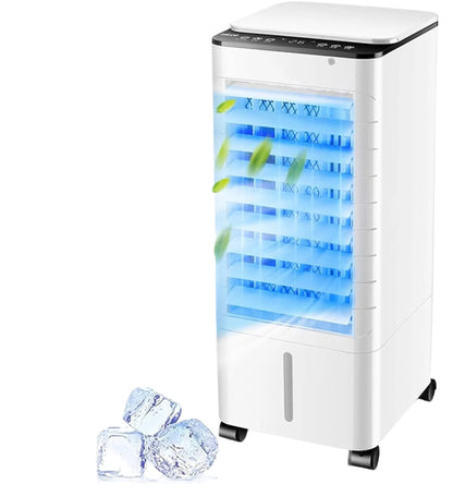 Portable Evaporative Air Cooler with Humidifier and Air Purifier - 3-in-1 Personal Cooling Fan with Ice Compartment, Remote Control, Timer