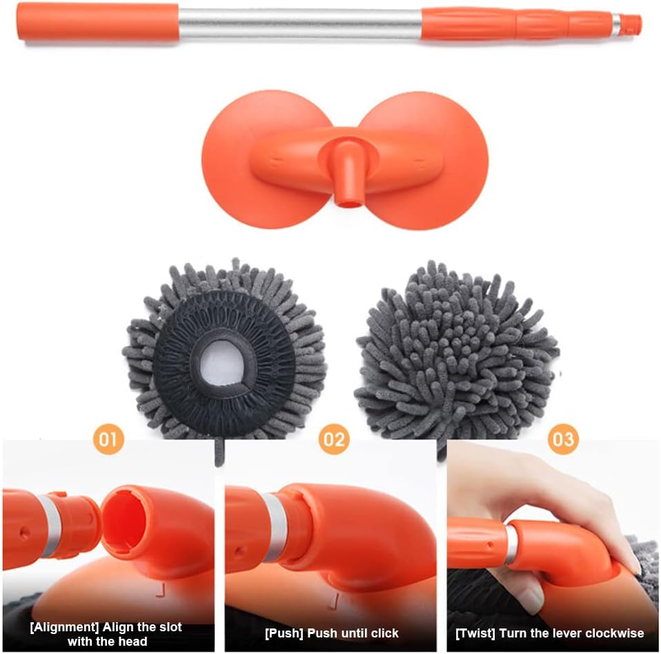 Extendable Car Wash Brush with Telescopic Handle & 360° Rotating Head for Vehicles, RVs, Windows & More