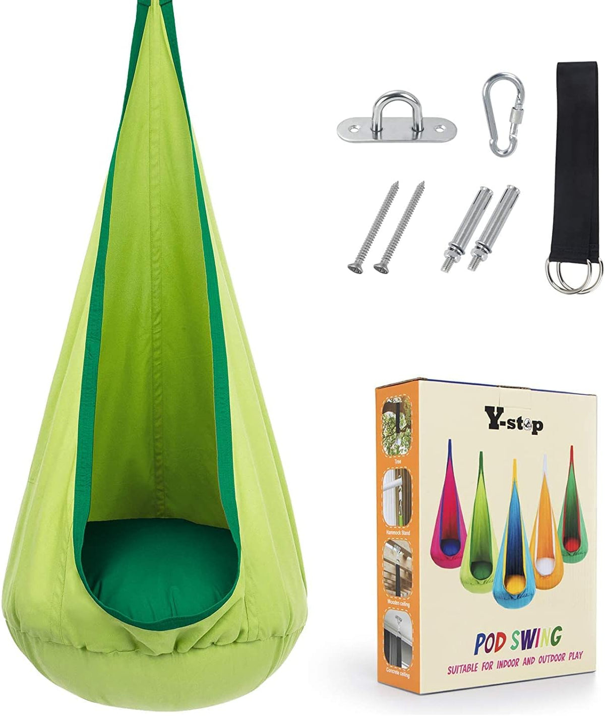 Hanging Pod Chair for Kids and Adults – Cozy Fabric Swing Seat for Indoor and Outdoor Relaxation, Reading Nook