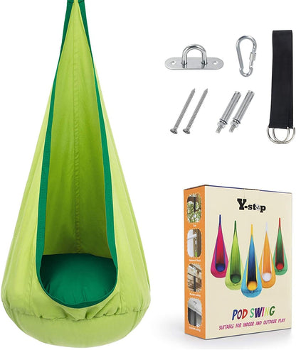 Hanging Pod Chair for Kids and Adults – Cozy Fabric Swing Seat for Indoor and Outdoor Relaxation, Reading Nook