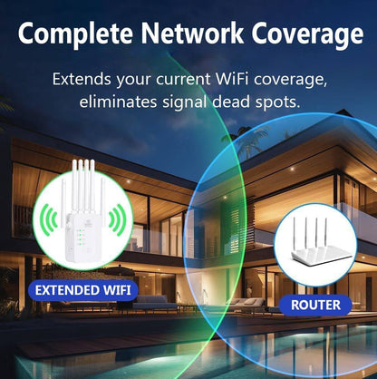Weatherproof Wireless Range Extender for Outdoor WiFi Coverage | All-Weather Signal Booster for Yard, Patio & Garage Connectivity