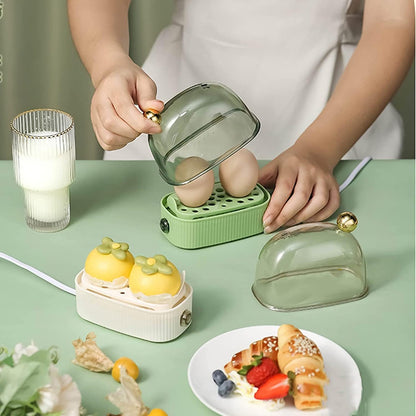 Dual-Egg Electric Steamer 5 in Wide Countertop Appliance Soft Medium Hard Boiled Breakfast Maker Small Kitchen Automatic Shutoff One-Touch B