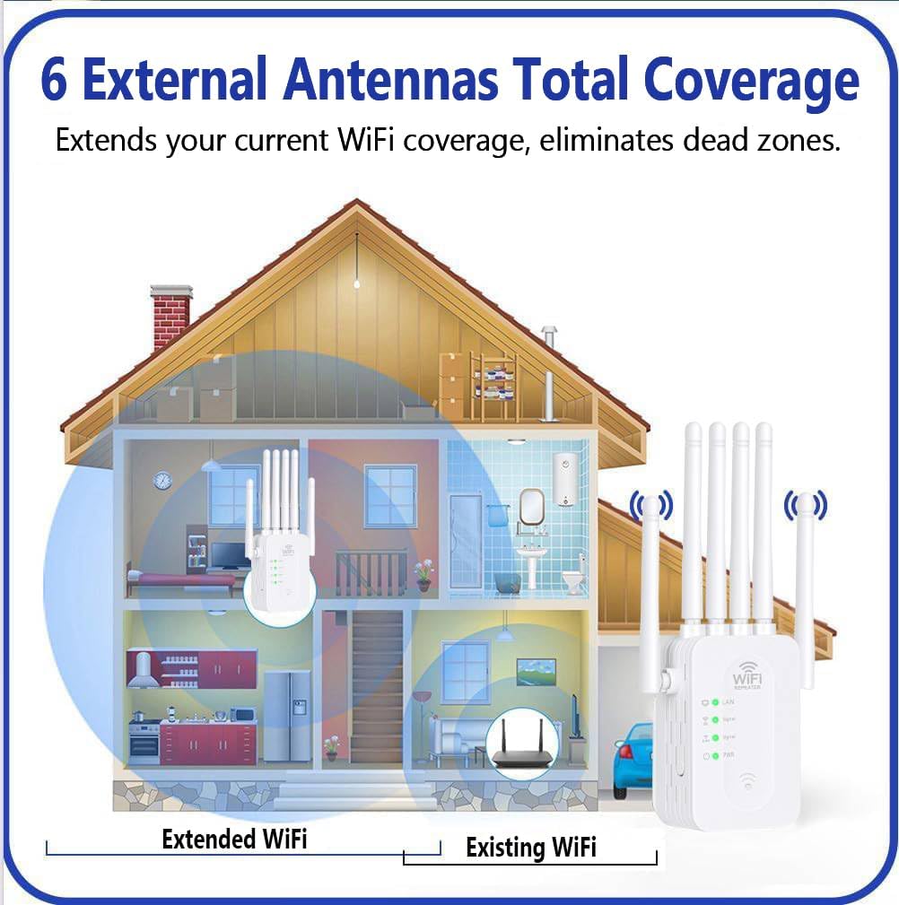 WiFi Booster | Long-Range Outdoor WiFi Signal Booster with Weather-Resistant Design | WiFi Range Extender for Home & Garden