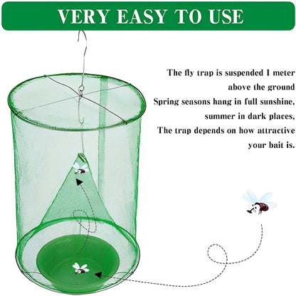 Reusable Outdoor Fly Catcher Trap with Natural Bait for Barns, Patios & Gardens
