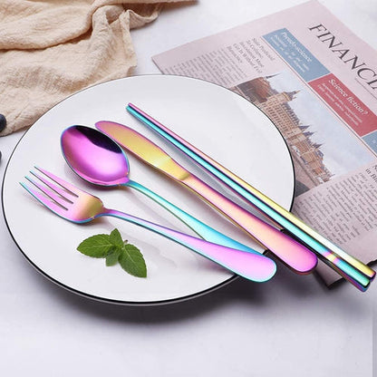 Portable Stainless Steel Cutlery Set with Waterproof Case | Compact and Durable for On-the-Go Dining