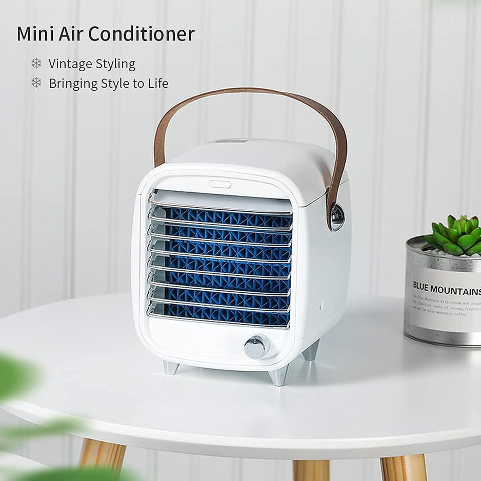 Personal Evaporative Cooler with USB Power – Compact Desktop Air Chiller for Home Office Bedroom Travel – 3-Speed Cooling Fan with