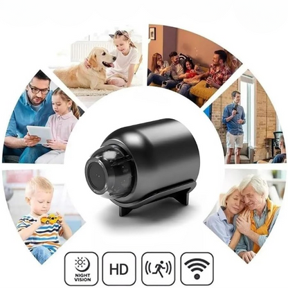 Compact HD Security Camera with Night Vision & Motion Alerts for Home, Office & Vehicle Monitoring