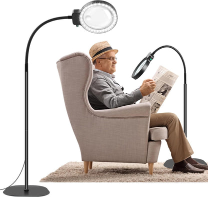 Dual-Magnification LED Desk Lamp – 10X & 30X Illuminated Reading Lens with Flexible Arm for Close-Up Work, Vision Assistance, Hobbies &