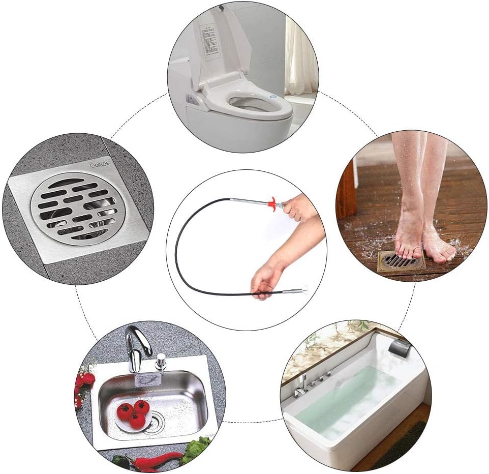 Flexible Claw Drain Retrieval Tool for Sink Shower Tub Hair Clog Removal Plumbing Home Kitchen Bathroom