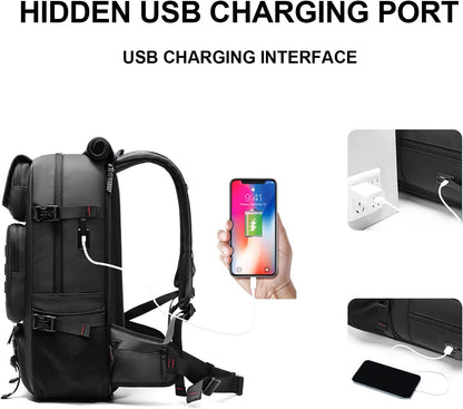 Large Capacity Backpack with Laptop Sleeve, Separate Shoe Storage & Charging Port for Travel, Hiking & Commuting