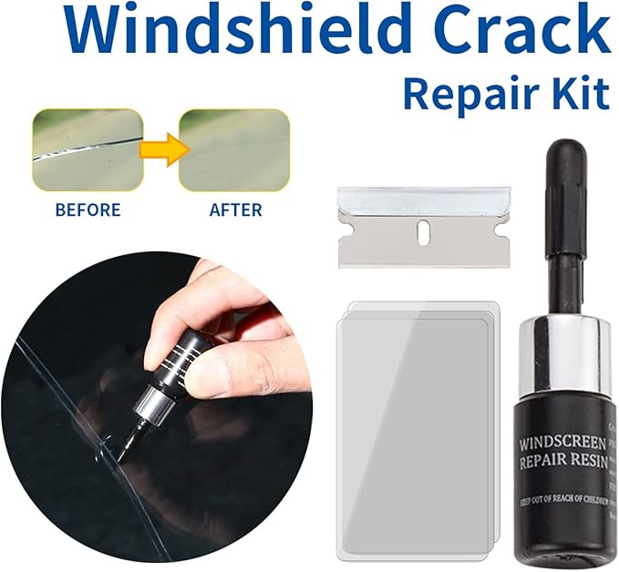 Windshield Crack Repair Kit DIY Auto Glass Chip Fix Tool for Car Window Home Clear Resin Adhesive System