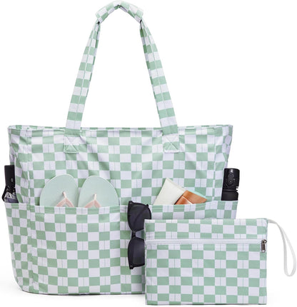 Beach Bag Waterproof and Sandproof, Foldable Beach Tote Bag with Wet Compartment, Extra Large Beach Bag for Travel
