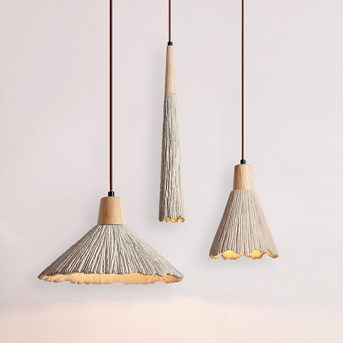 Cream Concrete Hanging Light Fixture 14 in Sculptural Kitchen Island Pendant Dome Lamp Hardwired Modern Farmhouse Dining Room Overhead Ceili