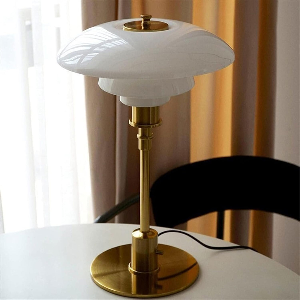 Glass Globe LED Table Lamp with Metallic Base – Modern Scandinavian Accent Lighting for Bedroom, Living Room, Office & Study