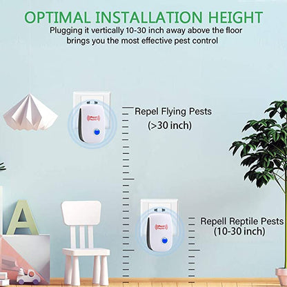 Ultrasonic Pest Repeller for Rodents and Insects – Silent Electronic Device for Home Use – Safe Around Kids and Pets – Covers 800 sq ft
