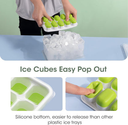 Versatile Silicone Ice Cube Trays with Storage Bin for Easy Ice Organization