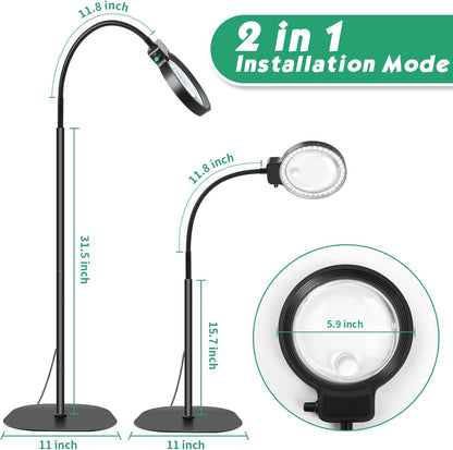 Dual-Magnification LED Desk Lamp – 10X & 30X Illuminated Reading Lens with Flexible Arm for Close-Up Work, Vision Assistance, Hobbies &