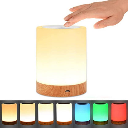 Touch-Control Rechargeable LED Bedside Lamp with RGB Color Changing Light for Bedroom, Nightstand & Living Room