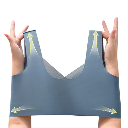 Wireless Push-Up Support Bra with Wide Straps & Lace Trim – Seamless Comfort for All-Day Wear