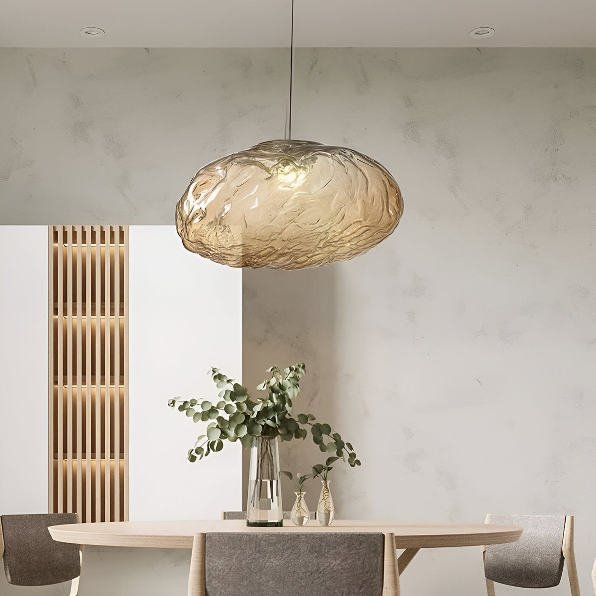 Glass Hanging Lamp Organic Shape Warm Diffused Glow for Kitchen Island Dining Table Sculptural Overhead Fixture Modern Home Lighting
