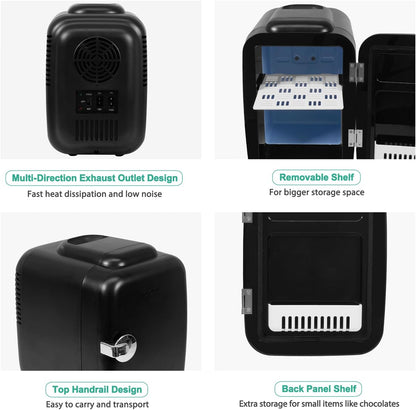 Ortekor Refrigerator Mini Fridge with Cooling & Heating | 4L Capacity for Medication, Skincare, Food, & Dorm Use