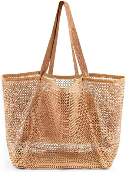Summer Vibes | Mesh Beach Tote Bag with Large Inner Pocket | Sandproof Design for Effortless Travel