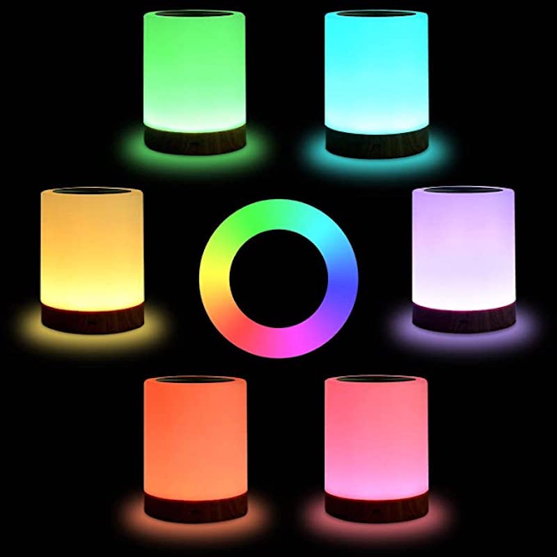 Touch-Control Rechargeable LED Bedside Lamp with RGB Color Changing Light for Bedroom, Nightstand & Living Room