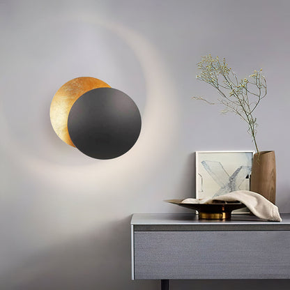 Rotating LED Wall Sconce Light Fixture – 9 in Aluminum Disc Lamp for Bedrooms, Hallways & Accent Lighting | Gold White Copper Black
