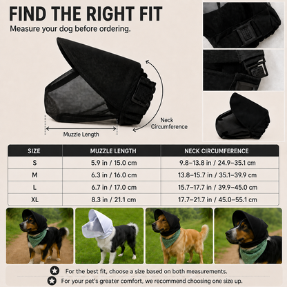 Ortekor Breathable Anti-Scavenging Dog Muzzle for Walks - Mesh Hood Helps Block Food Scraps & Trash