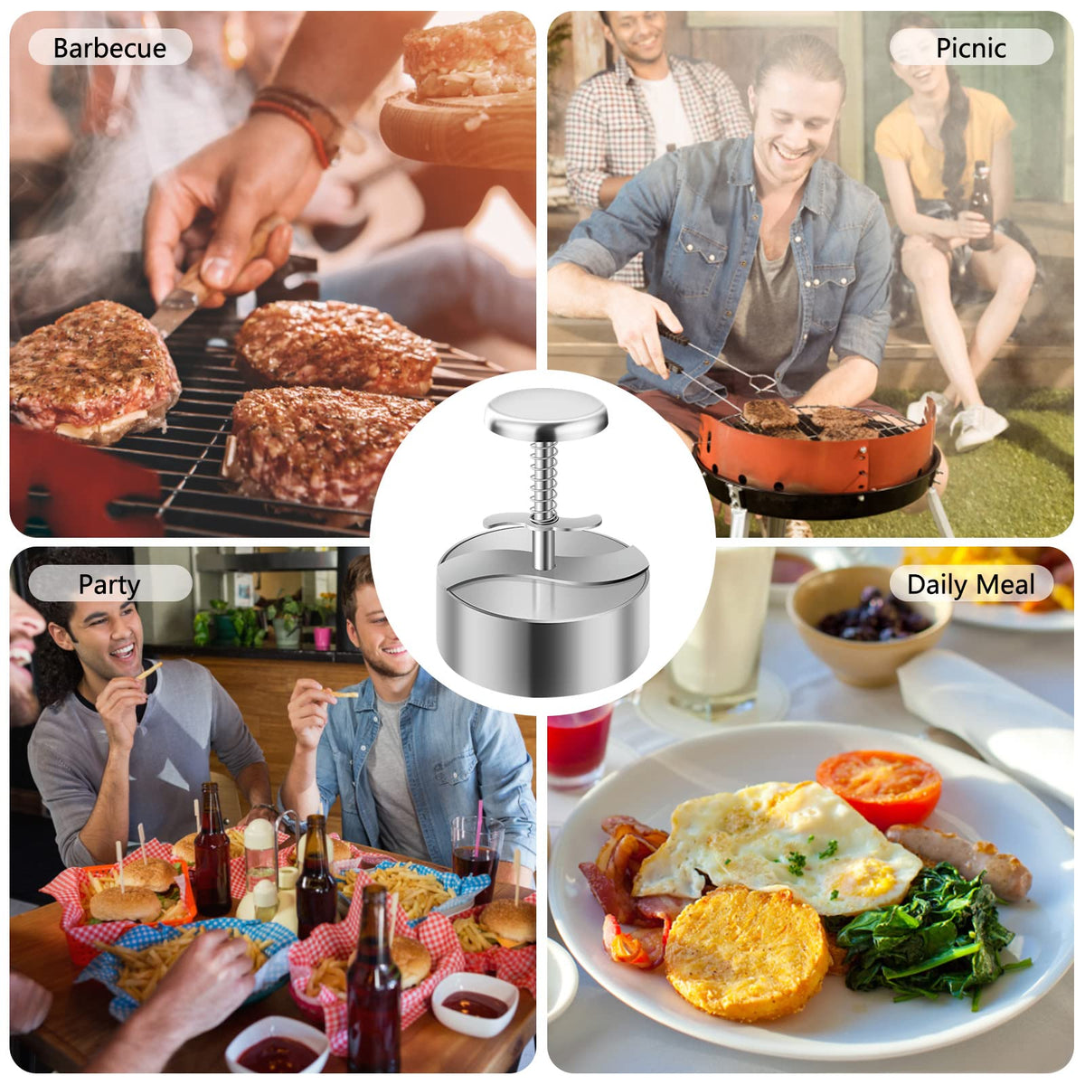 Ortekor Ergonomic Hamburger Patty Maker with Non-Stick Surface | Easy Burger Preparation for Family Gatherings