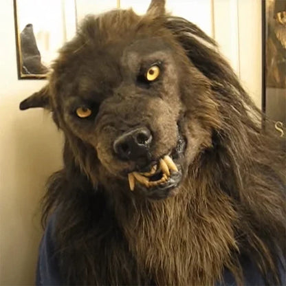 Lifelike Werewolf Mask with Faux Fur for Adults | Full Head Silicone Wolf Costume Mask | Halloween Party, Cosplay & Costume Events