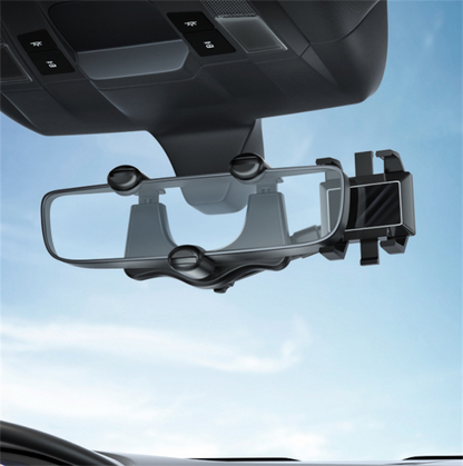 Cell Phone Mount for Car Mirror Clip-On Holder with 360° Swivel Adjustment for Hands-Free GPS Navigation & Driving Safety