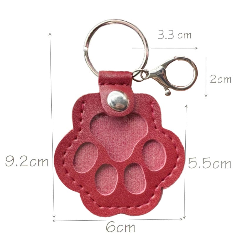 Pet Memorial Keychain with Hidden Keepsake Chamber – Leather Paw Print Charm for Dog & Cat Lovers