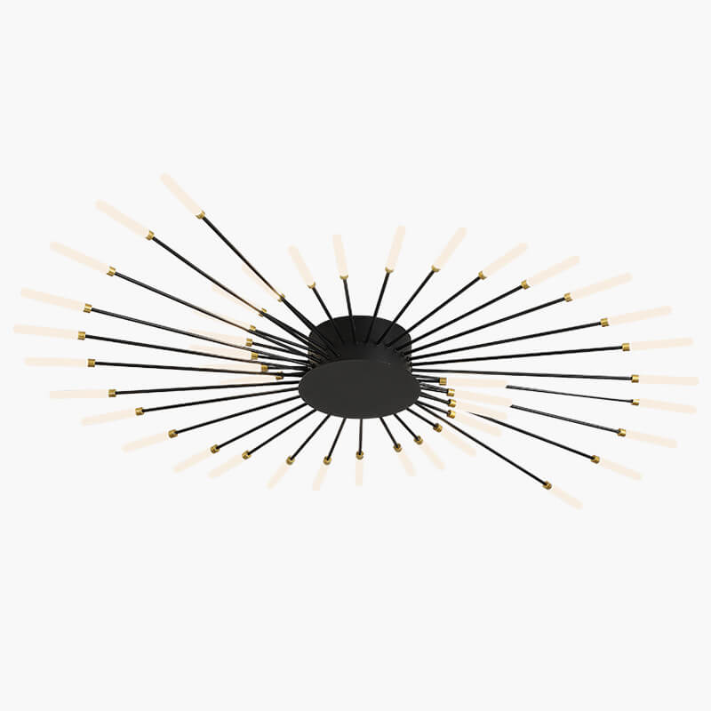 Multi-Arm Starburst Ceiling Fixture Metal LED Dimmable Gold Black 20-42 Bulb Open-Plan Dining Room Contemporary Statement Light Large Space