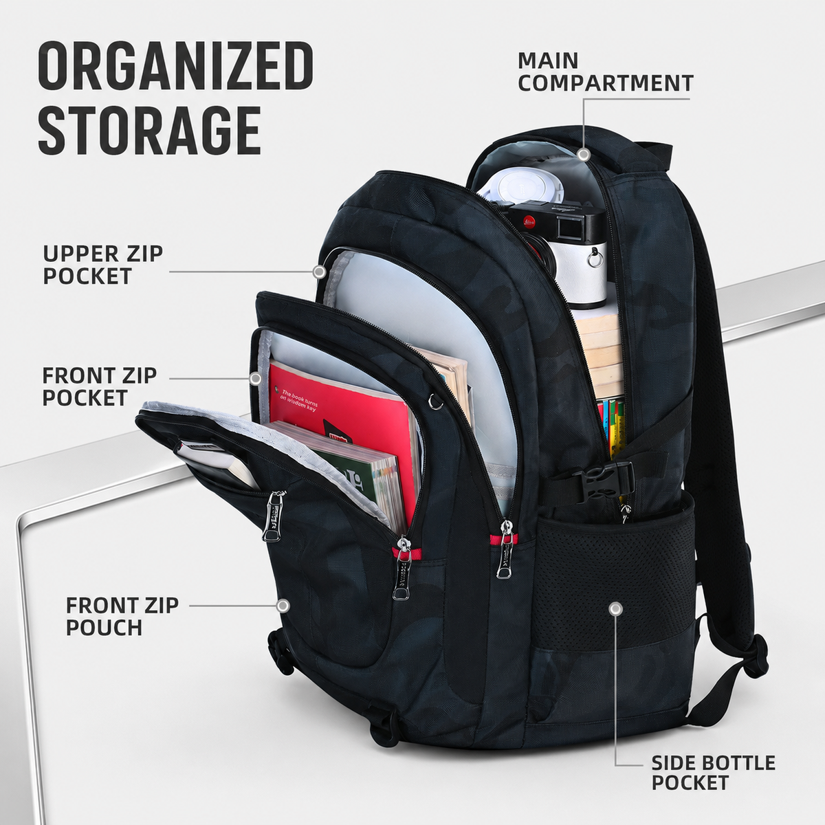 Multi-Compartment Student Backpack with Padded Laptop Sleeve & Adjustable Straps for School, College & Everyday Use