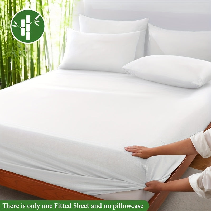 Bamboo Fiber Fitted Sheet Deep Pocket Breathable Cooling Bed Sheet Moisture Wicking Soft Bedding for Summer Twin Full Queen King Cal King