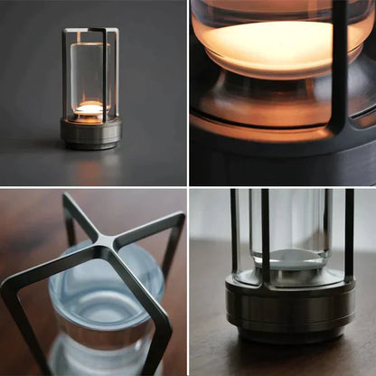 Cordless Bedside Lamp Rechargeable USB Touch Control Crystal Glass 3 Brightness Dimmable Warm Glow for Nightstand Reading Living Room Office